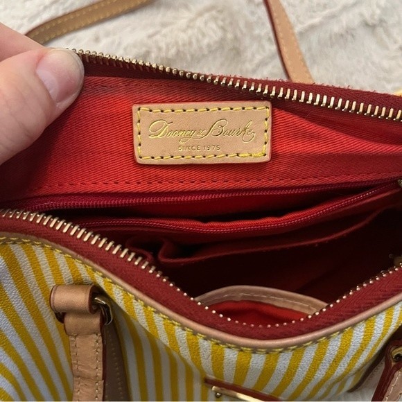Dooney and Bourke Yellow and White Striped Barrel Bag - Picture 10 of 12